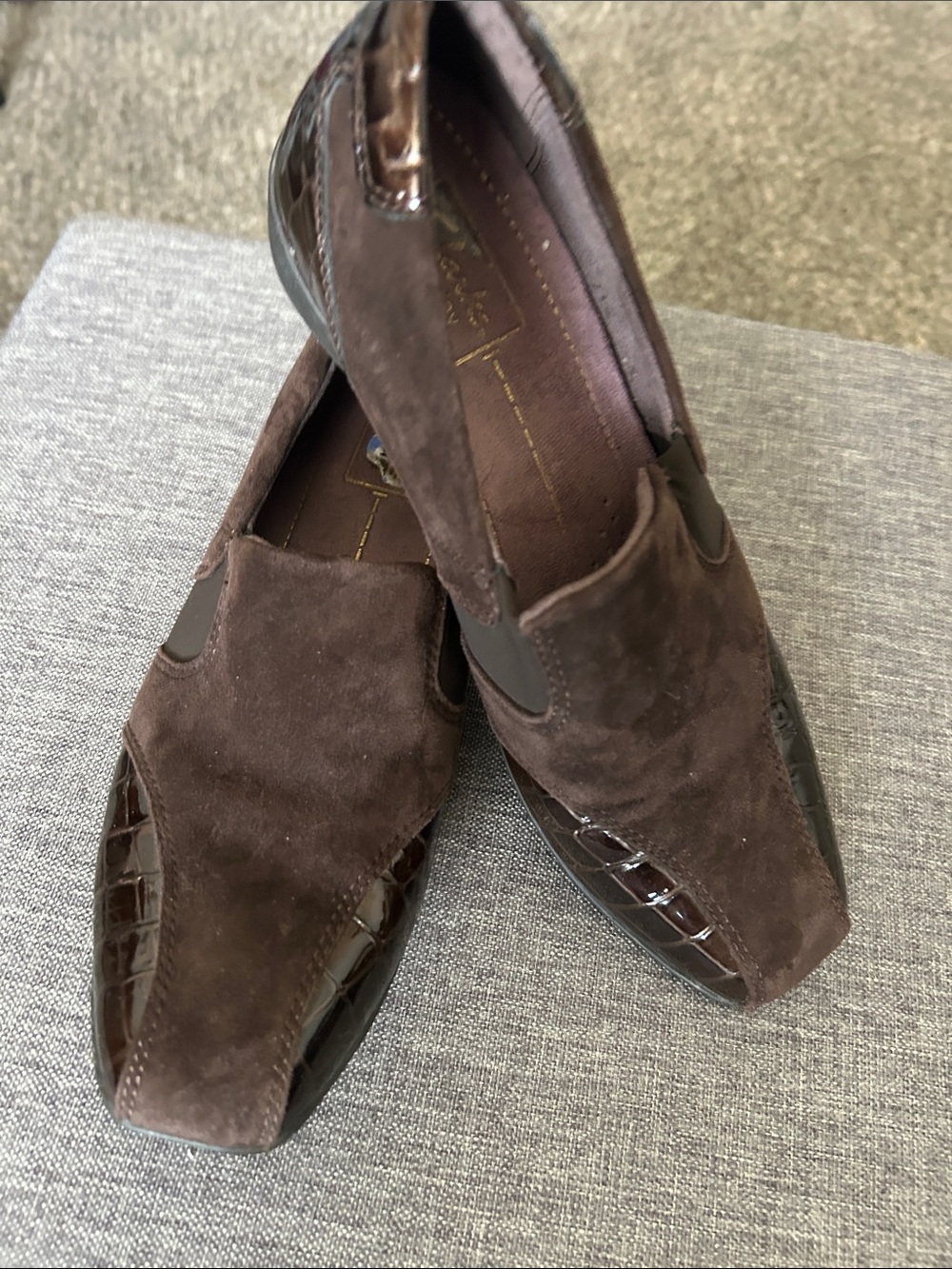 Clarks Men's Dark Brown Suede & Patent Slip-On Loafers